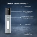 Portronics Eco Glow 2 Tactical Rechargeable Flashlight Torch for Car & Road Emergencies, Adjustable Focus with Telescopic Zoom, Dual Brightness & SOS Modes, 1200mAh Battery for Camping & Hiking - Image 9
