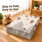 TARKAN Extra Thick Reversible Baby Play Mat For Hard Floor, BIS Safety Certified, BPA Free Foldable Foam Crawling Mat (6.5x4.5 ft, 8mm Thickness) Astronaut - Parachute - Image 6