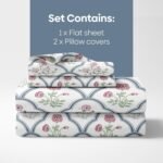 haus & kinder King Size Bedsheet with 2 Pillow Covers, 186 TC Cotton Bedsheet for Double Bed King Size 108X108 Inches Flat Bed Sheet | Classic Trellis, White - Image 6