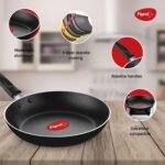 Pigeon Mio Nonstick Aluminum Cookware Gift Set, Includes Flat Tawa, Fry Pan, Kadai with Glass Lid, Kitchen Tool Set, Black, 8 Pieces - Image 2