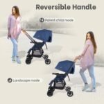 R for Rabbit Poppins Joy Stylish Baby Stroller | Pram for Kids with Reversible Handle | New Born Babies Stroller for 0 to 3 Years Boy and Girl (Blue Grey) - Image 2