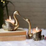 BEHOMA Pair of Swan Candle Holder with Giftbox for Home Decor, Gold - Image 9