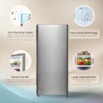 Haier 190 L 4 Star Direct Cool Single Door Refrigerator with Fast Ice Making, Easy Clean Back, Large Vegetable Box (HED-204TDSA-N, Dazzle Steel, 2026 Model) - Image 2