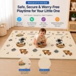 TARKAN Extra Thick Reversible Baby Play Mat For Hard Floor, BIS Safety Certified, BPA Free Foldable Foam Crawling Mat (6.5x4.5 ft, 8mm Thickness) Astronaut - Parachute - Image 5