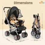 BabyGo Foldable Baby Stroller for Newborn, Infant & Toddler 0–3 Years | Lightweight Travel Pushchair | Safety Harness | Adjustable Recline Backrest | 360° Swivel Wheels | Large Storage Basket | Orange - Image 4