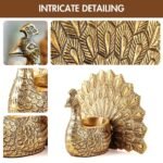 BEHOMA Metal Dancing Peacock with Scented Glass Votive Candle, Golden - Image 7