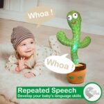 Storio Rechargeable Toys Talking Cactus Baby Toys for Kids Dancing Cactus Toys Can Sing Wriggle & Singing Recording Repeat What You Say Funny Education Toys for Children Playing Home Decor for Kids - Image 5