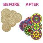 Funtaala Wooden Mandala Paint Kit Tea Coasters Art and Craft Kit | DIY Coaster Painting Set with Colours and Brush | Gift for Girls and Boys Ages 9-15 | Mandala Art Coasters - Image 4