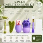 Skin Care Kit for Women – Jade Roller & Gua Sha Set, Ice Roller, Silicone Face Cleansing Brush, Acne Pimple Patches, Face Mask Brush | 6-in-1 Anti-Aging Skin Care Gift Set | Birthday Gift for Her - Image 8