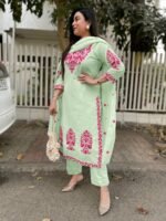 GoSriKi Viscose Kurta for Women | Kurta with Pant & Dupatta | Straight Embroidered Suit | Indian Ethnic Outfit Office Party Wedding Clothing Fashion Premium Traditional Style Look 3 Piece - Image 4