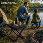 Folding Stool Portable Mini Outdoor Seat with Carry Bag - Lightweight Foldable Metal Frame Stool with Fabric Top, Compact Travel Chair for Camping, Fishing, Hiking and Home Use (Black) - Image 2