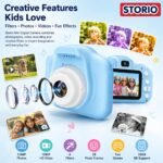 Storio Rechargeable Kids Camera Toy 3.0MP - Blue | 1080P Video Camera with 2-Inch Screen Supports 32GB with Games,Filters,Time-Lapse Educational Birthday Gift for Boys & Girls Age 3–12 - Image 4