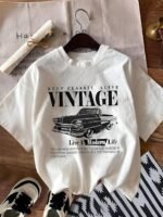 Women's Cotton Blend Oversized Fit Half Sleeve Printed Round Neck T-Shirt - Image 2