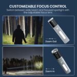 Portronics Eco Glow 2 Tactical Rechargeable Flashlight Torch for Car & Road Emergencies, Adjustable Focus with Telescopic Zoom, Dual Brightness & SOS Modes, 1200mAh Battery for Camping & Hiking - Image 2