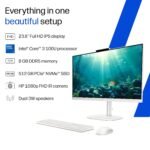HP OmniStudio All-in-One, Intel Core 3 (i3 14th gen), (8GB DDR5, 512GB SSD) FHD, IPS, Anti-Glare, 23.8''(60.5cm), Win 11, Office 24, Cotton White, 4.98kg, Dual 3 W Speakers, FHD IR Camera, 24-cu0561in - Image 3