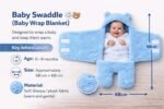 BRANDONN Baby Blanket Newborn Gift Pack of Swaddle Wrapper, 0-9 Months, Length 68 cm x Width 68 cm - Image 4