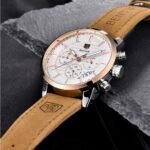 BENYAR Quartz Chronograph Waterproof White Dial Business and Sport Design Leather Band Strap Men's Wrist Watch - Image 5