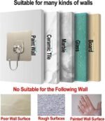 Heavy Duty Self Adhesive Wall Hooks | Waterproof PVC Sticky Hooks Stainless Steel Big Hooks for Home Storage Bathroom Kitchen | Silver Multipurpose 10KG Capacity (Golden Hook 10-pcs) - Image 4
