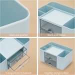 SHUTTLE ART Modern Desk Storage Organizer Box with 2 Drawers –Stackable Desk Organizer with Pen Holder and 5 Compartments – Perfect for Office, Home, School, Art Supplies, Crafts, and Stationery(Blue) - Image 4