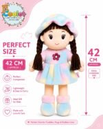 Soft Plush Doll for Kids 42 cm | Cute Rag Doll with Braided Hair & Cap | Washable Stuffed Toy for Girls & Boys | Birthday Gift for Kids (Multicolor) (Multicolor) - Image 2