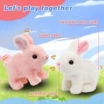 SHINETOY Hopping Rabbit Interactive Electronic Pet Plush Bunny Toy with Sounds and Movements Animated Walking Wiggle Ears Twitch Nose Gift for Toddlers Birthday, White, 7'' - Image 5