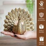 BEHOMA Metal Dancing Peacock with Scented Glass Votive Candle, Golden - Image 9