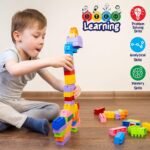 DIY Building Blocks Set for Kids, 200 Pieces Construction Toy with 32 Wheels, Build 8 Toy Cars, STEM Educational Building Kit, Creative Learning Blocks for Boys & Girls 3+ Years - Image 4