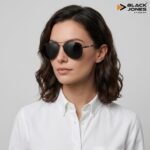 Black Jones Polarized Sunglasses | Full Rim Aviator Shape | 100% UV Protected Goggles | For Men & Women | Silver & Gun-Metal (Black) | Pack of 1 - Image 4