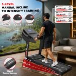 PowerMax Fitness TDM-98 4HP Foldable Motorized Manual Incline Treadmill for Home Use, 110kg Max User, Max Speed-10kmph, Preset programs, Heart Rate Sensors, AUX, Speaker, USB, LED Display,Black - Image 3