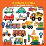 Magnetic Fun Art Puzzle - Vehicles|4-in-1 Travel Friendly Educational Toy with Writable Board|50 Magnetic Pieces with Informative Flash Cards |Birthday Gift for Boys & Girls Age 3,4,5 & 6 yrs - Image 4