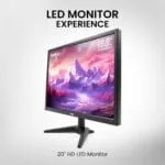FRONTECH 20 Inch (50.8 cm), LED, HD 1600 x 900, 60Hz, Black, 16.7M Colors, Wall Mountable, Slim & Stylish Design, HDMI, VGA, Built-in Power Supply Monitor (MON-0054) - Image 2