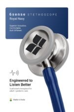 Knya 6sense Stethoscope for Doctors & Residents | Tunable Diaphragm | Dual-Head Chest Piece for Adult & Pediatric Use | Lightweight Stainless Steel | Latex-Free Tubing | Soft-Seal Ear Tips | Premium Gift Box | for Medical Students (Navy Blue) - Image 3
