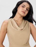 Symbol Premium Women's Cowl Neck Sleeveless Dress | Knee-Length | A-Line | Concealed Side Zipper (Available in Plus Sizes) - Image 4
