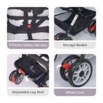 R for Rabbit Lollipop Lite Baby Stroller for 0 to 3 Years with 5 Point Safety Harness | Reversible Handlebar | Cushioned Seat with 3 Level Seats Recline/Lightweight Pram for Kids (Black Stripes) - Image 5