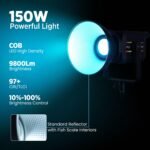 HIFFIN (COB-150P) 150W RGB LED Video Light | 2800K–6800K Dimmable | 11 FX Modes | 9800 Lumens | Remote Control | 220V Power Supply | Perfect for Studio Lighting, Photography & Videography - Image 2