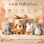Pack of 4 Elegant Soft Toys Combo Set for Kids (Grey Appu, Rabbit, Dog & Penguin). - Image 3