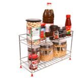 CR18 COLLECTION Heavy Big Size 2-Layer Stainless Steel Spice Rack | Modular kitchen Storage Organizer | Multipurpose Space Saver Rack for Efficient kitchen Organization - Image 3