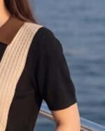 AUSK Women’s Casual Summer Polo Knit T-Shirt | Zip Collar Top | Half Sleeves | Ribbed Panel Design | Lightweight Comfort | Regular Fit - Image 4