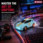 Storio Punto Mini RC Car 1:64 Scale, 2.4GHz Remote Control Car with Drift & Grip Modes, Dual Speed, LED Lights, 100m Range, Rechargeable RC Drift Car for Kids Boys Girls & Adults - Image 3