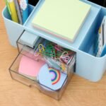 SHUTTLE ART Modern Desk Storage Organizer Box with 2 Drawers –Stackable Desk Organizer with Pen Holder and 5 Compartments – Perfect for Office, Home, School, Art Supplies, Crafts, and Stationery(Blue) - Image 8