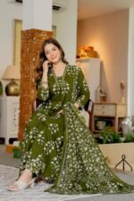PARTHVI Women's Pure Cotton Block Printed Ethnic Wear Kurta & Palazzo Pants & Dupatta Set - Image 3