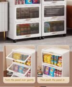 House of Quirk Foldable Storage Box,Closet Organizers and Storage,Plastic Storage Cabinet for Craft Toy Organizer,Stackable Storage Containers with Doors and Lids for Organization (4Layer 55cm White) - Image 3