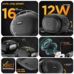 Dubstep Pop 1200 Portable Bluetooth Speaker | 12W Loud Sound, Deep Bass with XBASS, 16 Hrs Playtime, TWS Stereo Pairing, 52mm Driver, Splash-Resistant, Carry Strap (Black) - Image 4