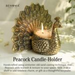 BEHOMA Metal Dancing Peacock with Scented Glass Votive Candle, Golden - Image 4