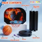 Kidsmate 3-in-1 Basketball Play Set for Kids with Adjustable Basketball Hoop, Tic Tac Toe & Dot Game Board, Basketball Net Stand Indoor Outdoor Toy, Best Gift for Boys & Girls - Multicolor - Image 6