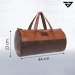 Fur Jaden Tan Leatherette Gym Bag for Men Women Boys Girls Travel Duffle Weekender Bag 23L - Image 6