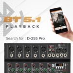 DIGIMORE 7 Channel Audio Mixer with USB & BT Playback | 48V Phantom Power | Stereo XLR Outs | Delay & Reverb Effects | Ideal for Stage, Live Gigs, and Karaoke (D-255 PRO) - Image 4