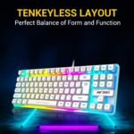 Ant Esports MK700 V2 Membrane TKL Wired Gaming Keyboard, 87 UV Coated Mechanical feel Keys Cool RGB Backlight Waterproof Keyboard for PC Laptop Mobile Tablets Gaming, Design and Work Mercury White - Image 3