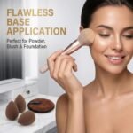 17Pc Makeup Kit Set – Premium 13-Piece Makeup Brush Set with 3 Makeup Sponges & 1 Color-Removal Sponge – Soft Synthetic Bristles, Rose Gold & Cream Design with Velvet Travel Pouch – Complete Professional Beauty Tools (Coffee Edition) (Clean sponge and makeup puffs , color may vary or multicolour) - Image 2