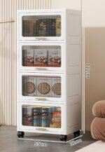 House of Quirk Foldable Storage Box,Closet Organizers and Storage,Plastic Storage Cabinet for Craft Toy Organizer,Stackable Storage Containers with Doors and Lids for Organization (4Layer 55cm White) - Image 2